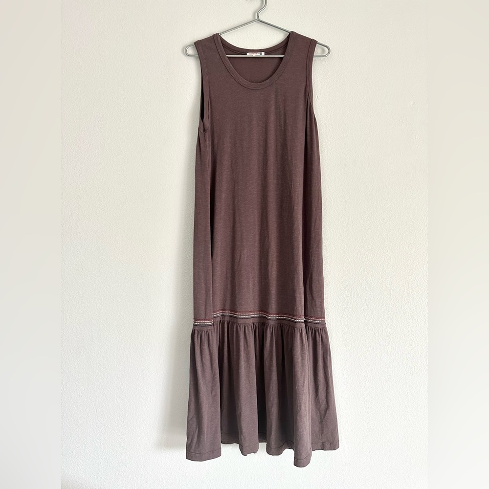 SUNDRY Dress Embroidered Ruffle Hem jersey tank purple gray 2